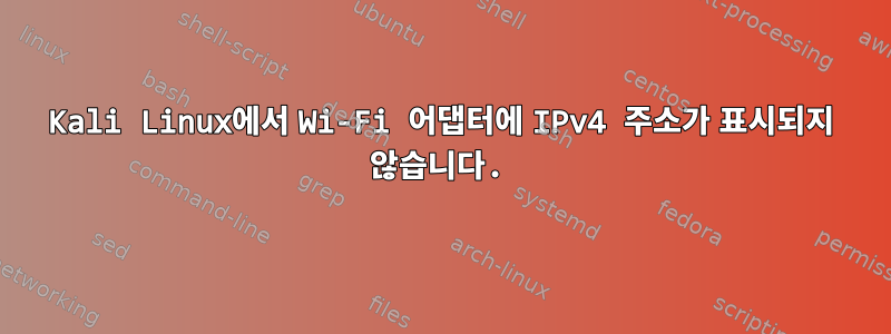 Kali Linux에서 Wi-Fi 어댑터에 IPv4 주소가 표시되지 않습니다.