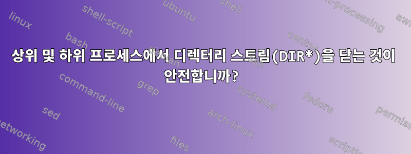 상위 및 하위 프로세스에서 디렉터리 스트림(DIR*)을 닫는 것이 안전합니까?