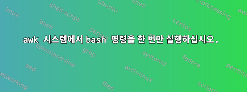 awk 시스템에서 bash 명령을 한 번만 실행하십시오.