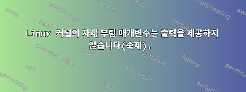 Linux 커널의 자체 부팅 매개변수는 출력을 제공하지 않습니다(숙제).