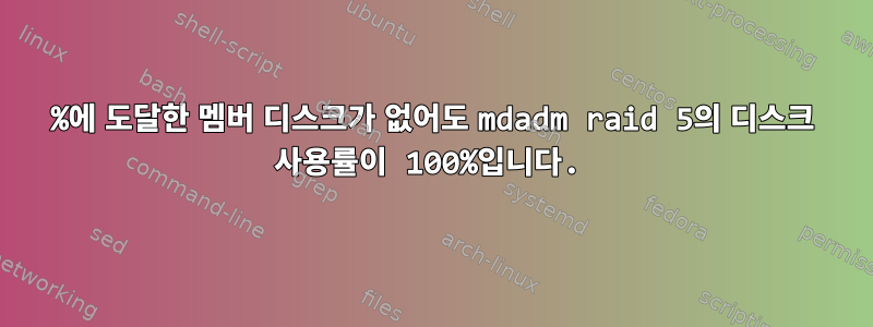 100%에 도달한 멤버 디스크가 없어도 mdadm raid 5의 디스크 사용률이 100%입니다.