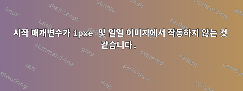 시작 매개변수가 ipxe 및 일일 이미지에서 작동하지 않는 것 같습니다.