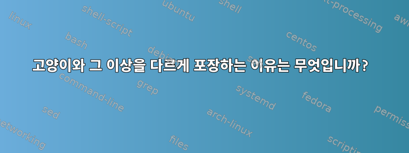 고양이와 그 이상을 다르게 포장하는 이유는 무엇입니까?