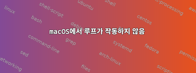 macOS에서 루프가 작동하지 않음