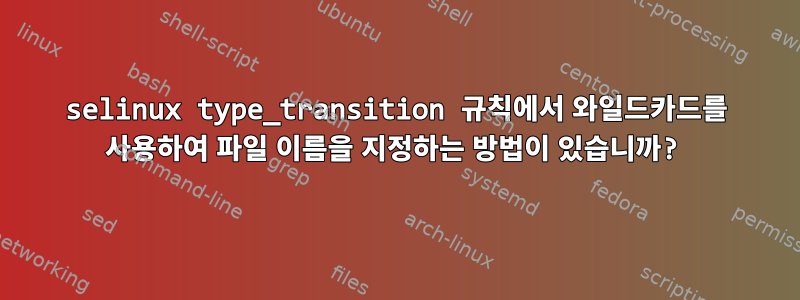 selinux type_transition 규칙에서 와일드카드를 사용하여 파일 이름을 지정하는 방법이 있습니까?