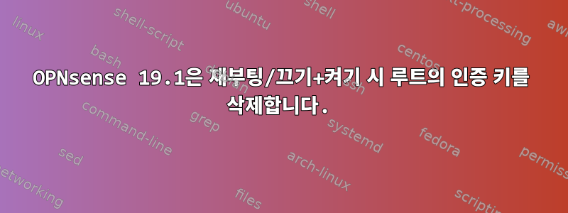 OPNsense 19.1은 재부팅/끄기+켜기 시 루트의 인증 키를 삭제합니다.