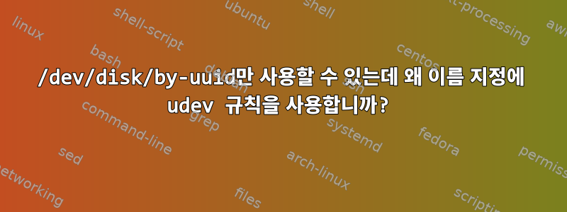 /dev/disk/by-uuid만 사용할 수 있는데 왜 이름 지정에 udev 규칙을 사용합니까?