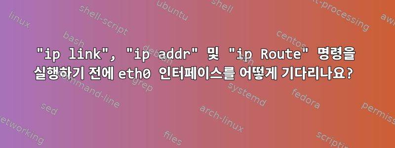 "ip link", "ip addr" 및 "ip Route" 명령을 실행하기 전에 eth0 인터페이스를 어떻게 기다리나요?