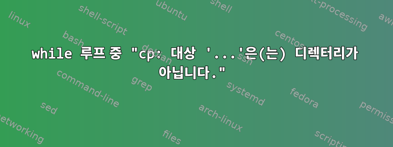 while 루프 중 "cp: 대상 '...'은(는) 디렉터리가 아닙니다."