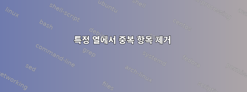 특정 열에서 중복 항목 제거