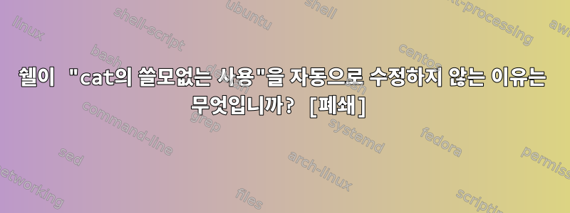 쉘이 "cat의 쓸모없는 사용"을 자동으로 수정하지 않는 이유는 무엇입니까? [폐쇄]