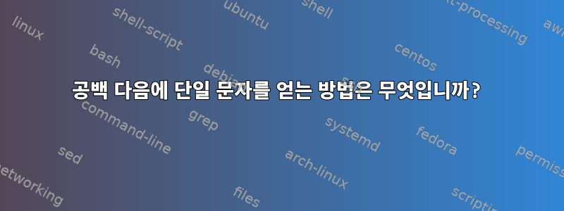 공백 다음에 단일 문자를 얻는 방법은 무엇입니까?