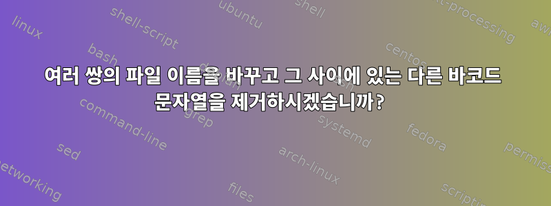 여러 쌍의 파일 이름을 바꾸고 그 사이에 있는 다른 바코드 문자열을 제거하시겠습니까?