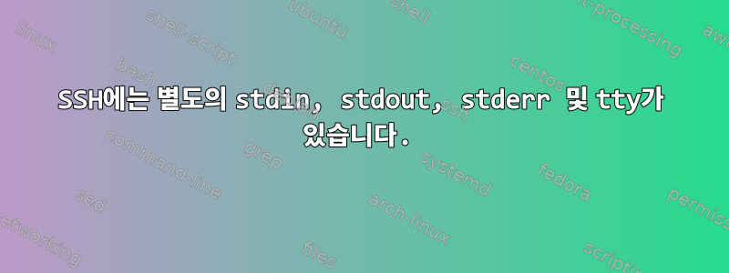 SSH에는 별도의 stdin, stdout, stderr 및 tty가 있습니다.