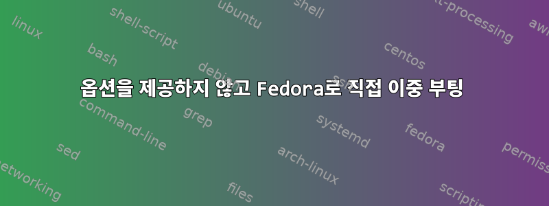 옵션을 제공하지 않고 Fedora로 직접 이중 부팅