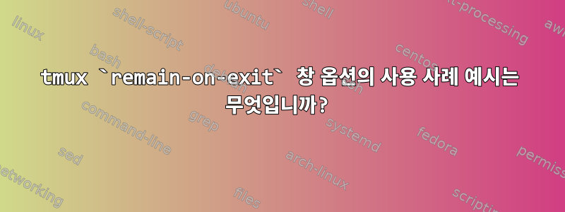 tmux `remain-on-exit` 창 옵션의 사용 사례 예시는 무엇입니까?