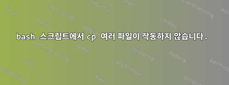 bash 스크립트에서 cp 여러 파일이 작동하지 않습니다.