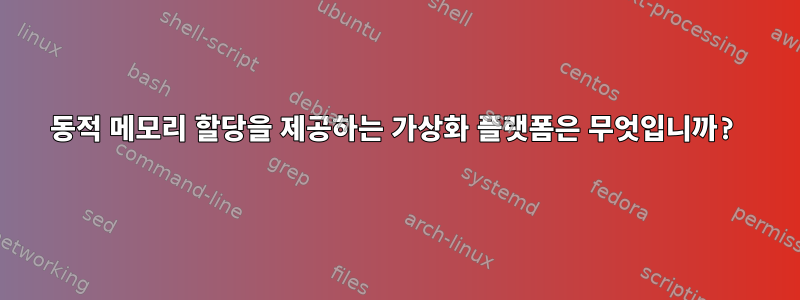 동적 메모리 할당을 제공하는 가상화 플랫폼은 무엇입니까?