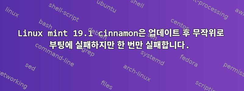 Linux mint 19.1 cinnamon은 업데이트 후 무작위로 부팅에 실패하지만 한 번만 실패합니다.