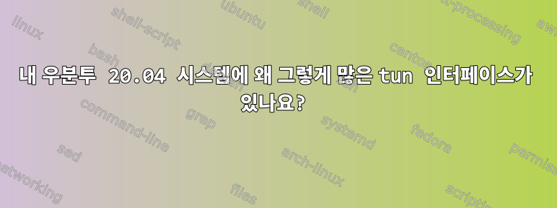 내 우분투 20.04 시스템에 왜 그렇게 많은 tun 인터페이스가 있나요?