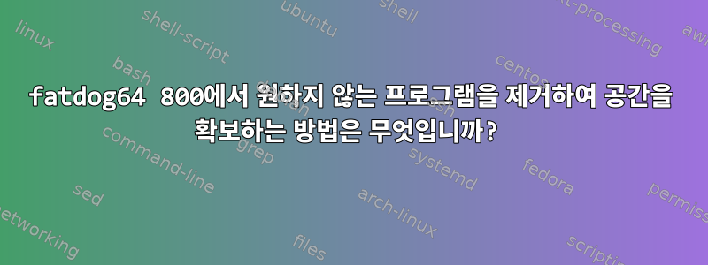 fatdog64 800에서 원하지 않는 프로그램을 제거하여 공간을 확보하는 방법은 무엇입니까?