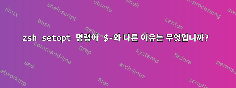 zsh setopt 명령이 $-와 다른 이유는 무엇입니까?