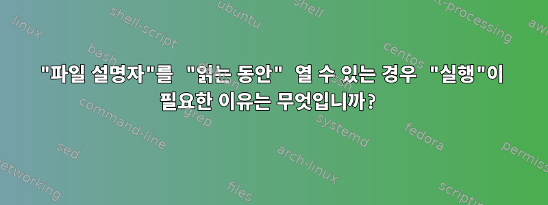 "파일 설명자"를 "읽는 동안" 열 수 있는 경우 "실행"이 필요한 이유는 무엇입니까?