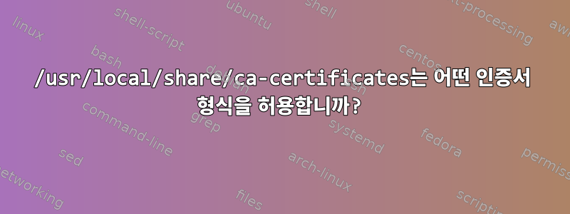 /usr/local/share/ca-certificates는 어떤 인증서 형식을 허용합니까?