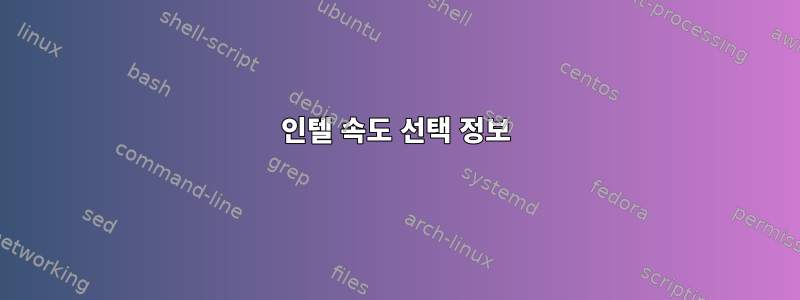 인텔 속도 선택 정보