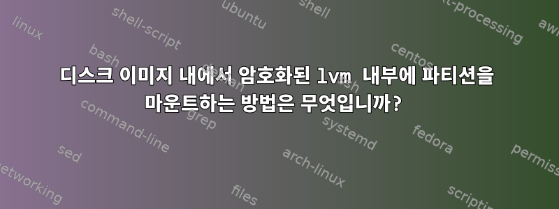 디스크 이미지 내에서 암호화된 lvm 내부에 파티션을 마운트하는 방법은 무엇입니까?