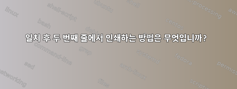 일치 후 두 번째 줄에서 인쇄하는 방법은 무엇입니까?