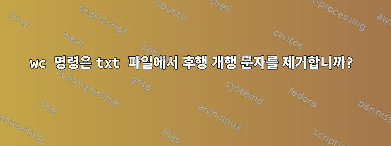 wc 명령은 txt 파일에서 후행 개행 문자를 제거합니까?