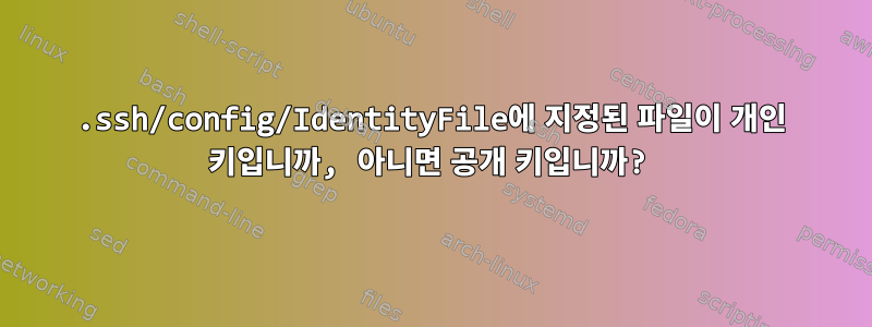 .ssh/config/IdentityFile에 지정된 파일이 개인 키입니까, 아니면 공개 키입니까?