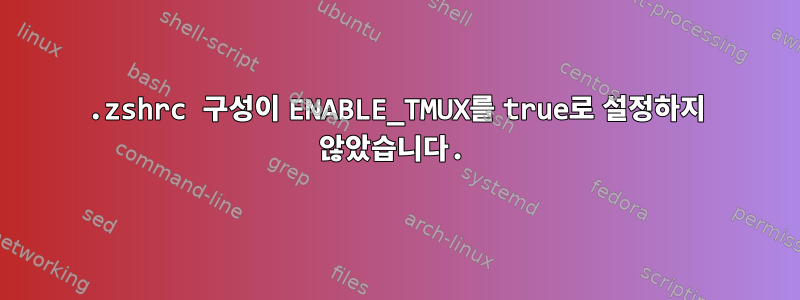 .zshrc 구성이 ENABLE_TMUX를 true로 설정하지 않았습니다.