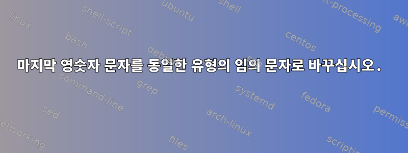 마지막 영숫자 문자를 동일한 유형의 임의 문자로 바꾸십시오.