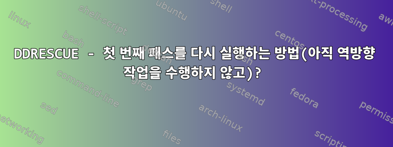 DDRESCUE - 첫 번째 패스를 다시 실행하는 방법(아직 역방향 작업을 수행하지 않고)?