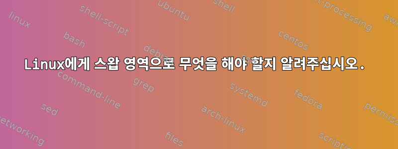 Linux에게 스왑 영역으로 무엇을 해야 할지 알려주십시오.