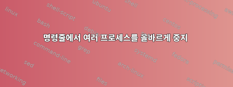 명령줄에서 여러 프로세스를 올바르게 중지