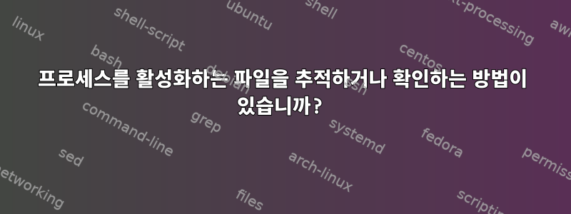 프로세스를 활성화하는 파일을 추적하거나 확인하는 방법이 있습니까?