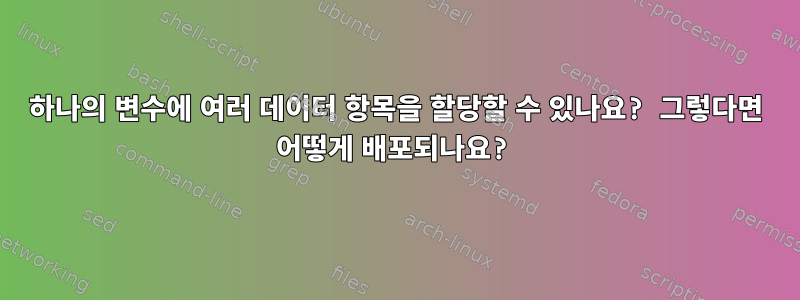 하나의 변수에 여러 데이터 항목을 할당할 수 있나요? 그렇다면 어떻게 배포되나요?