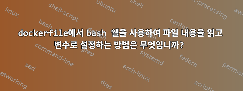 dockerfile에서 bash 쉘을 사용하여 파일 내용을 읽고 변수로 설정하는 방법은 무엇입니까?