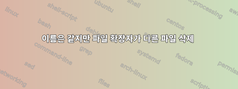 이름은 같지만 파일 확장자가 다른 파일 삭제