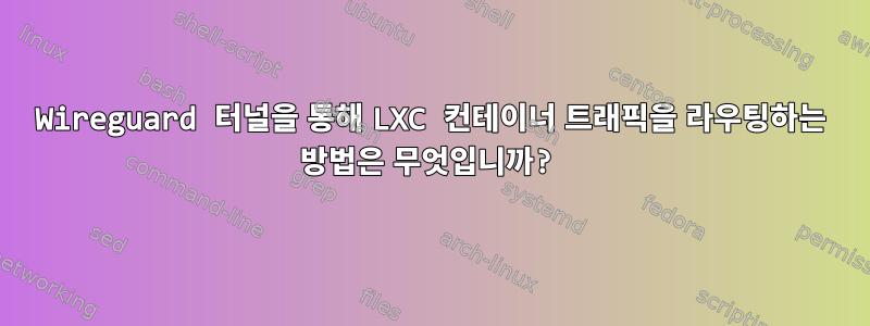 Wireguard 터널을 통해 LXC 컨테이너 트래픽을 라우팅하는 방법은 무엇입니까?