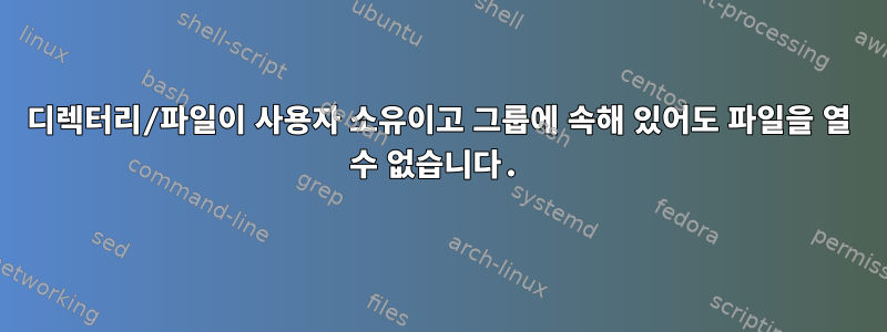 디렉터리/파일이 사용자 소유이고 그룹에 속해 있어도 파일을 열 수 없습니다.