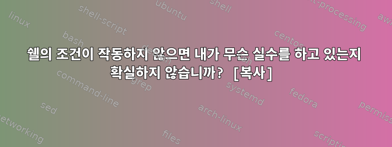 쉘의 조건이 작동하지 않으면 내가 무슨 실수를 하고 있는지 확실하지 않습니까? [복사]