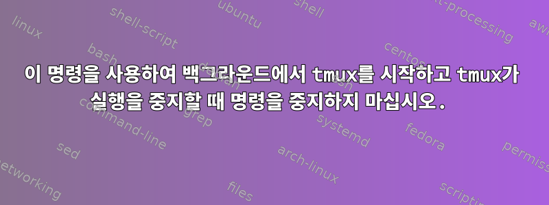 이 명령을 사용하여 백그라운드에서 tmux를 시작하고 tmux가 실행을 중지할 때 명령을 중지하지 마십시오.