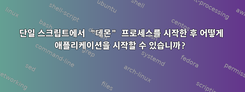 단일 스크립트에서 "데몬" 프로세스를 시작한 후 어떻게 애플리케이션을 시작할 수 있습니까?