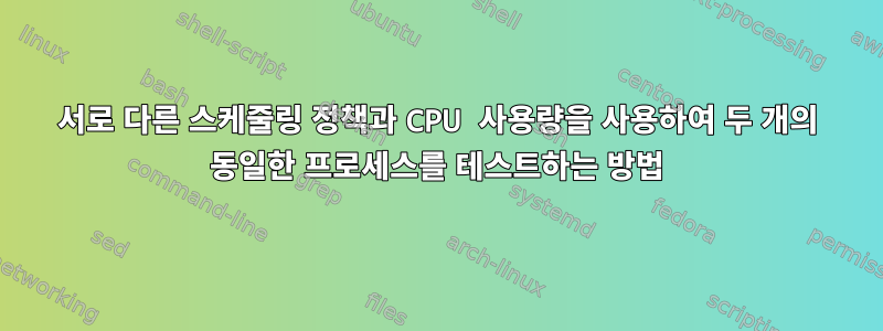 서로 다른 스케줄링 정책과 CPU 사용량을 사용하여 두 개의 동일한 프로세스를 테스트하는 방법