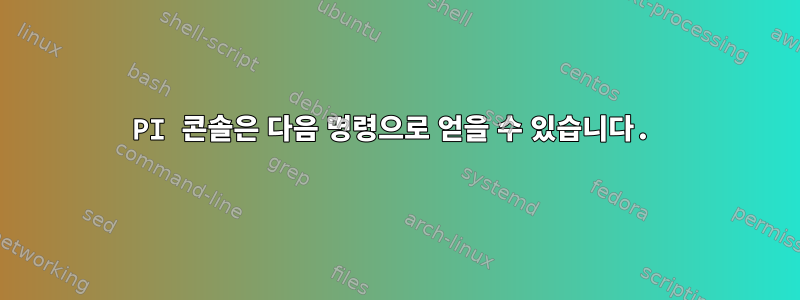 PI 콘솔은 다음 명령으로 얻을 수 있습니다.