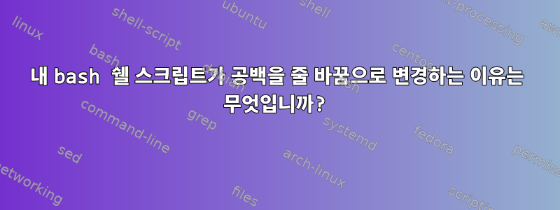 내 bash 쉘 스크립트가 공백을 줄 바꿈으로 변경하는 이유는 무엇입니까?